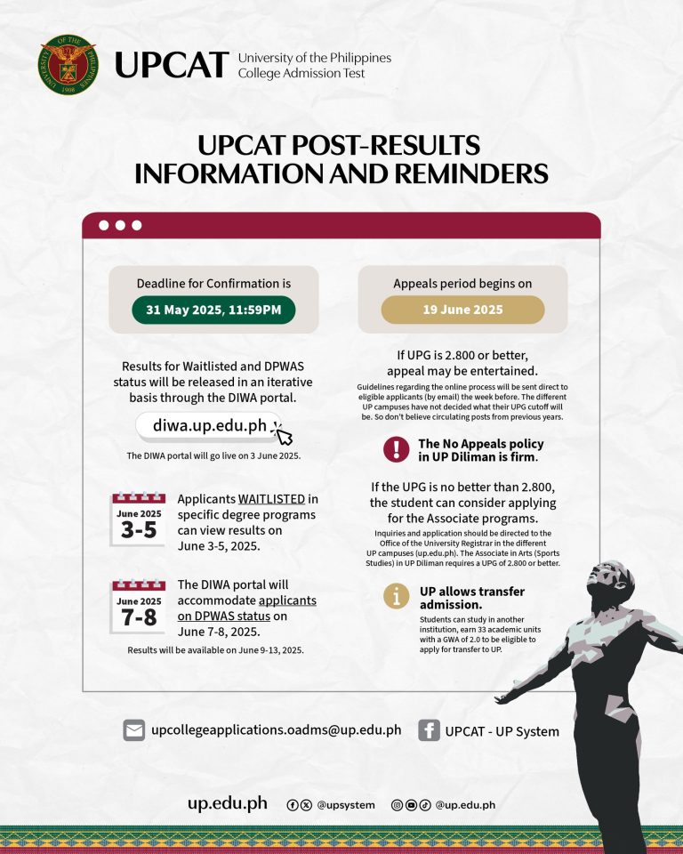 UPCAT 2025 RESULTS & REMINDERS