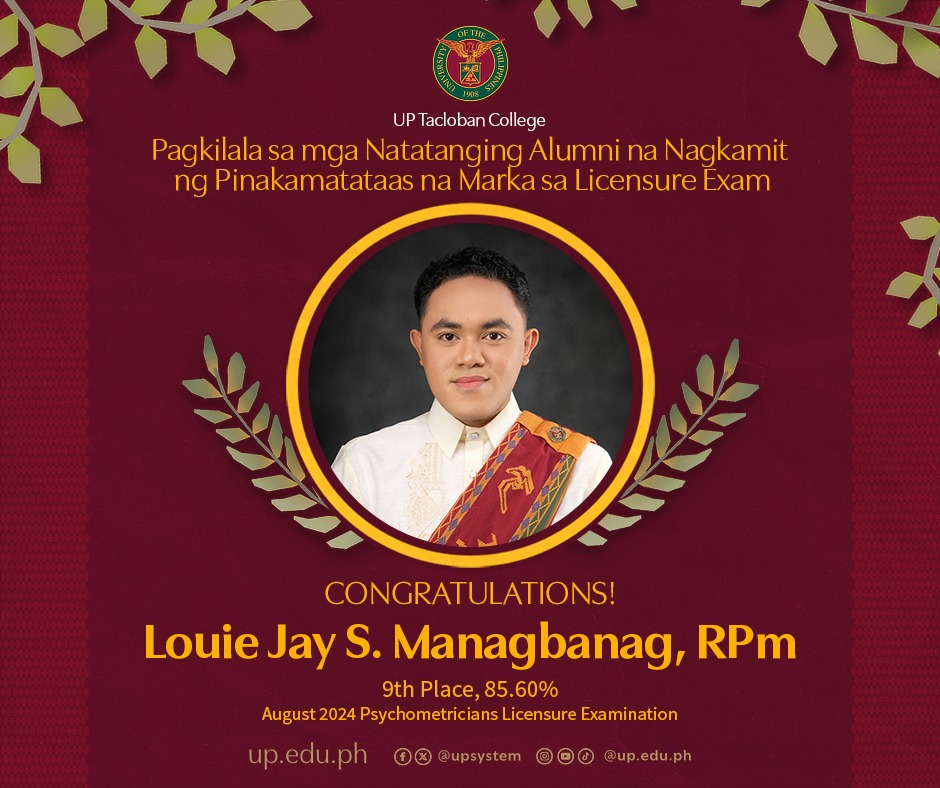 UP Tacloban topnotchers recognized at UP System awards ceremony