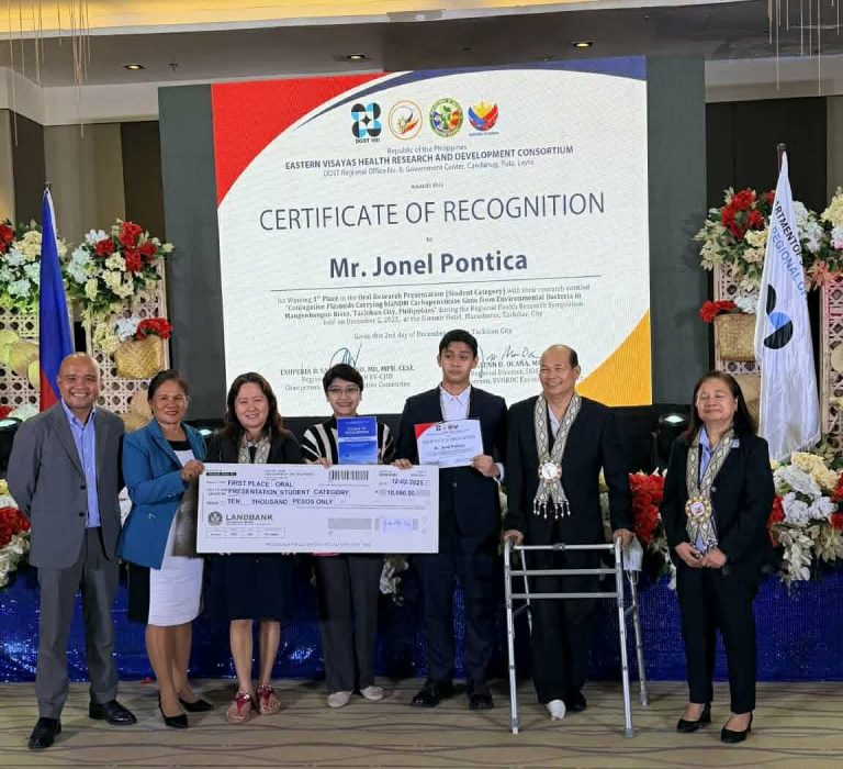 Congratulations to Jonel B. Pontica, a BS Biology graduate, for winning First Place in the Oral Research Presentation