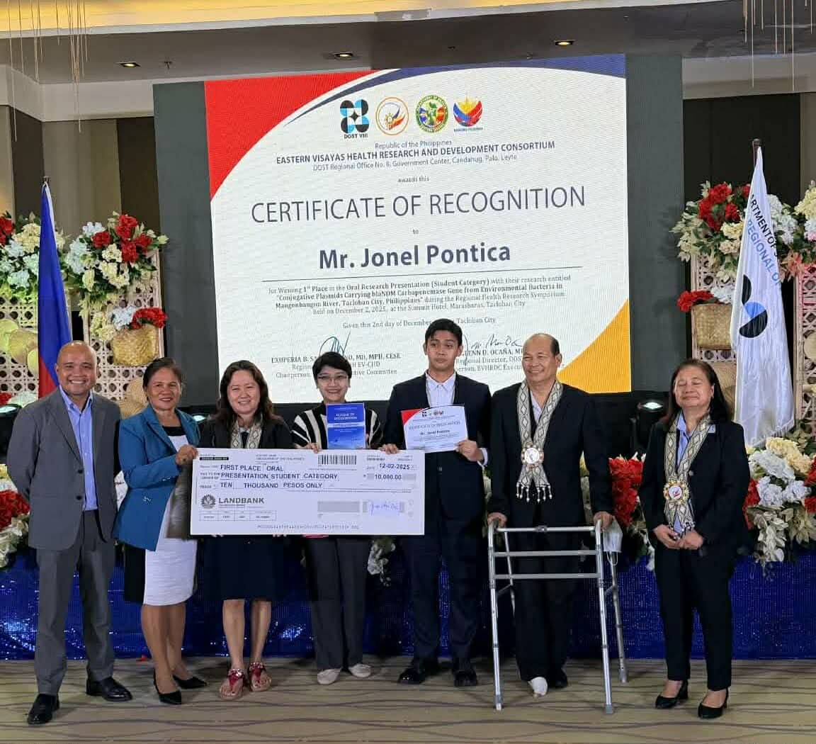 Congratulations to Jonel B. Pontica, a BS Biology graduate, for winning First Place in the Oral Research Presentation